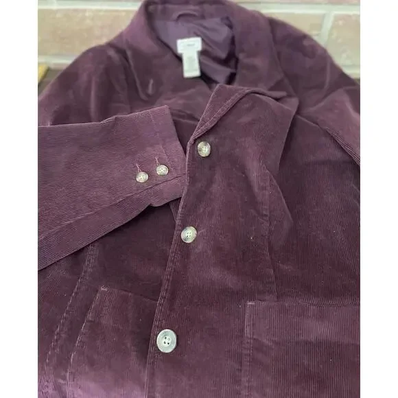 LL Bean Blazer Womens Size 16 R Plum Corduroy Button Jacket Pockets Classic - Picture 8 of 9
